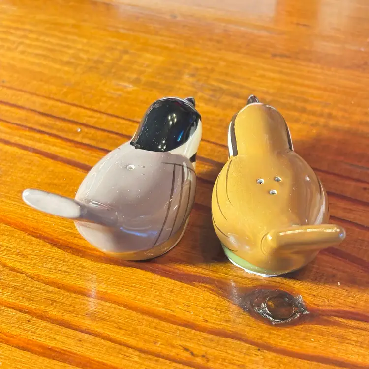 Brown Sparrow Bird Salt & Pepper Shakers Vintage