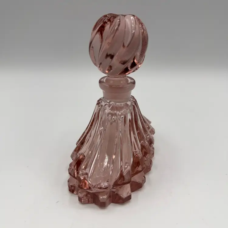 Pink Glass Round Top Perfume Bottle