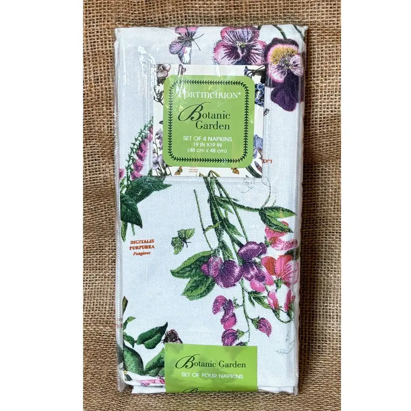 Portmeirion Botanic Garden Fabric Cloth Napkins New In Package Floral 19 X 19 In
