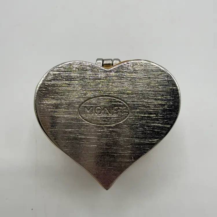 Monet Enamel Rhinestone Yellow Heart Trinket Box
