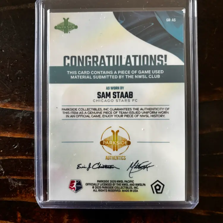 Sam Staab Relic /50 Chicago Stars 2025 Parkside Pacific
