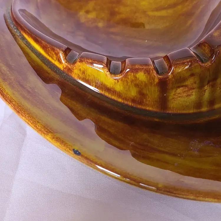 Vintage 60s 70s Abstract Double Sided Artist Sided MCM Large Ashtray Ceramic