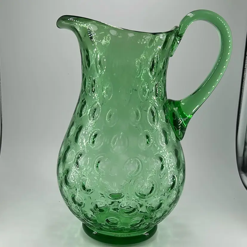 Large Green Coin Dot Pitcher