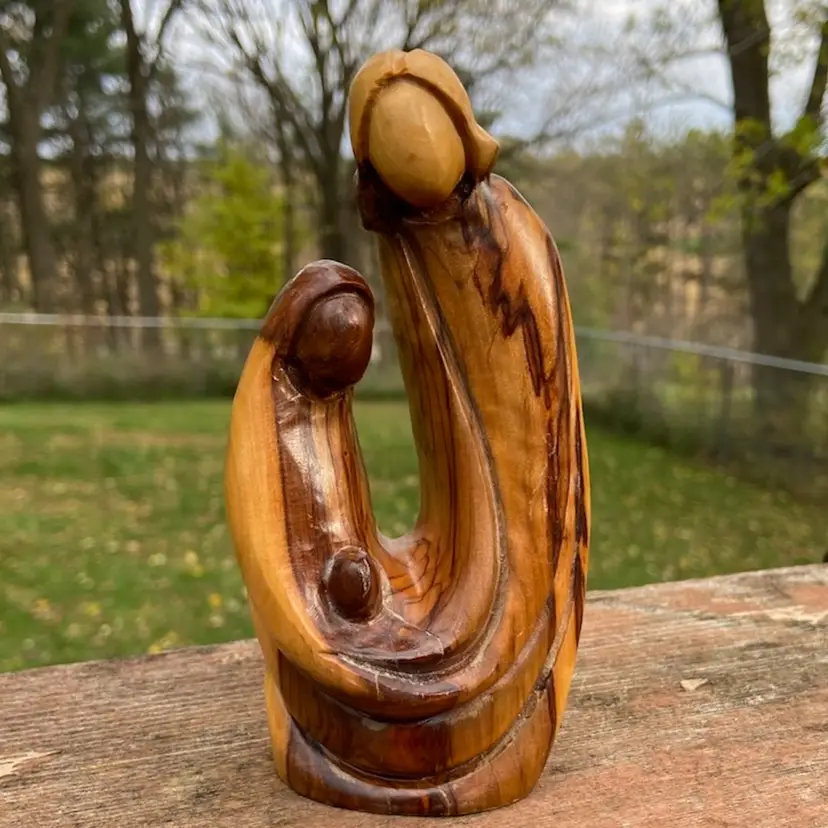 Hand-carved Olive Wood Figurine of the Holy Family. 5.5”h.