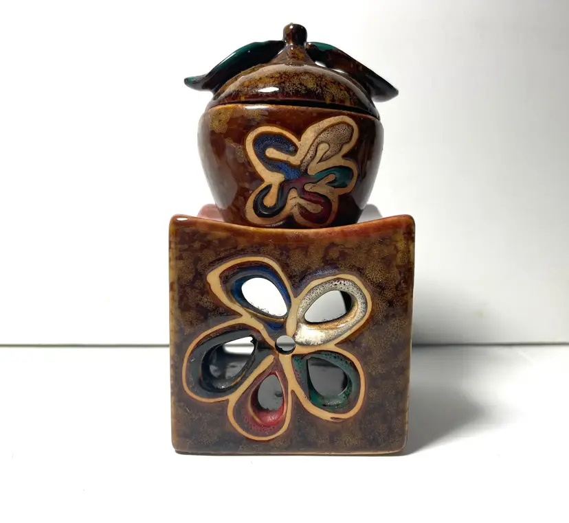 Glazed Ceramic Wax Warmer Tea light Holder Apple1