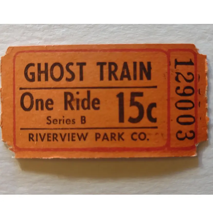 Ghost Train Ride Riverview Park Chicago Amusement Park Ticket Stub Unused 1950's