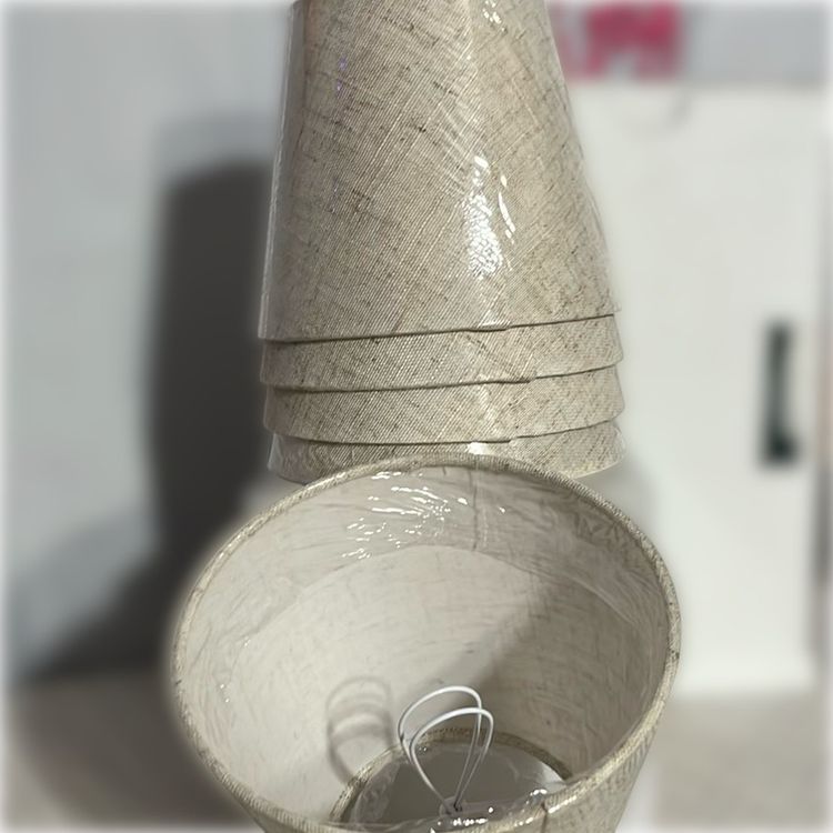 Set Of 5 GO&So Clip On Lamp Shade Beige Linen