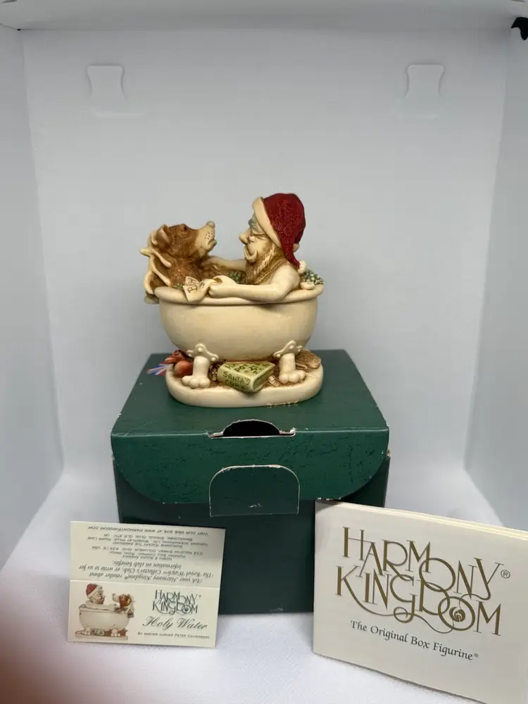 Harmony Kingdom “Holy Water” Santa & Reindeer Figurine