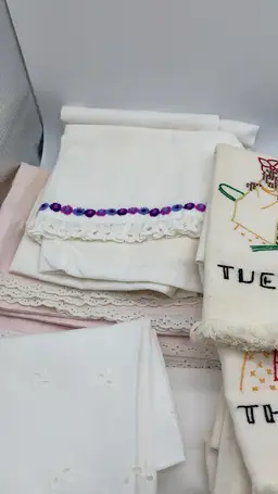 Vintage Pillowcases And Tea Towels