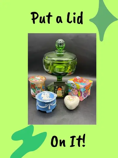 Lidded Compotes, Jewelry Boxes, Trinket Boxes, Wedding Boxes, Candy Dishes And More!