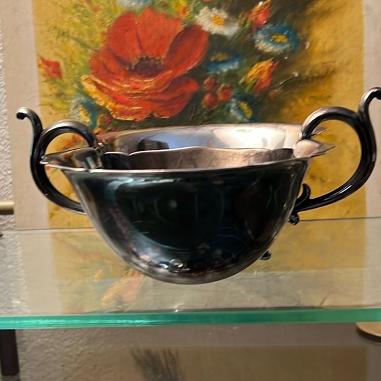 Vintage REED & BARTON Two Section Handled Bon Bon Serving Dish in Pattern #160A (Silverplate, Hollowware), Circa Mid Century