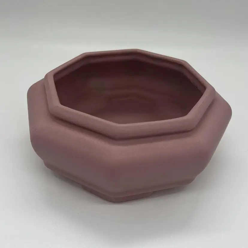 Vintage Haeger Octagon Planter Matte Glaze Mauve Deco Style Floral Vase Planter