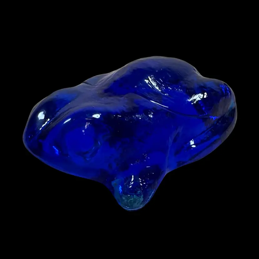 Cobalt Blue Blenko Frog Art Glass Paperweight