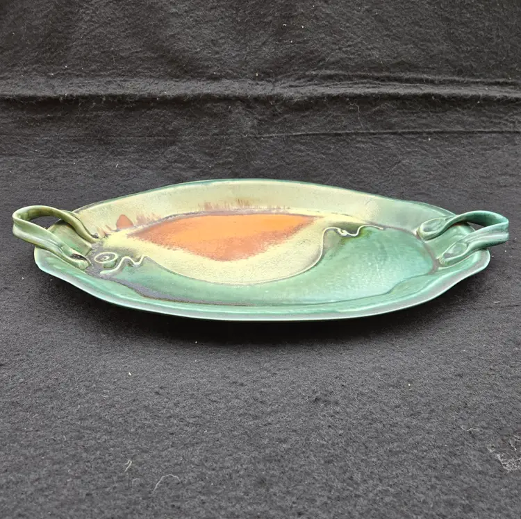Studio Art Pottery MASSARELLA, Frank Serving Tray 18⅝" × 11¾" Ojai CA with Condition Issues