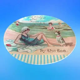 Glass Trinket Dish Vintage Beach Style 5.75”