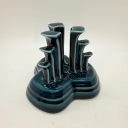 Vintage Fiesta Ware Juniper Green Pyramid Tripod Candlestick Holder Art Deco