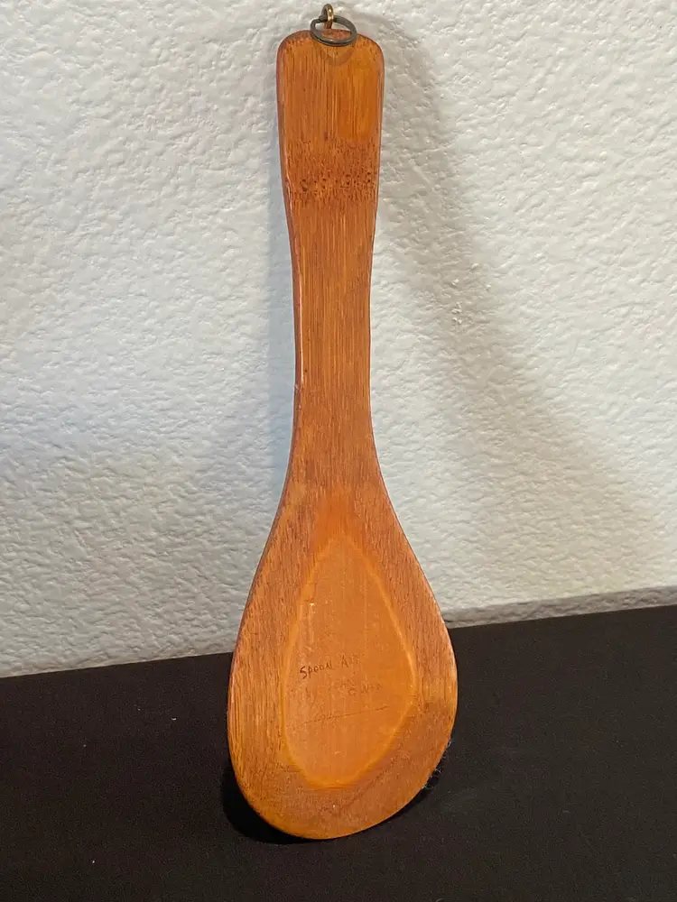 Vintage Hand Crafted Spoon Art w/ 2 Owls, Artist Signed 1994, 9.5"