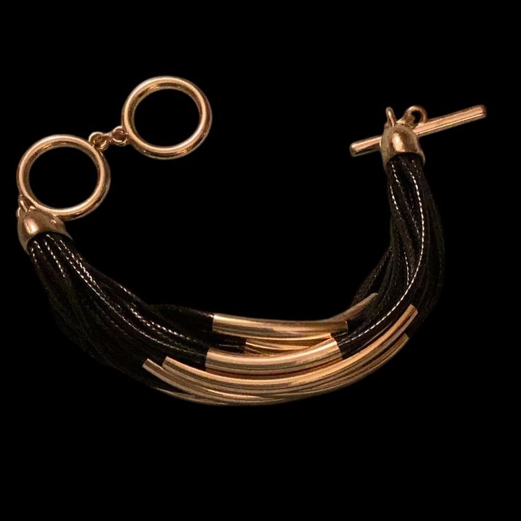 Gold Tone And Black Toggle Bracelet