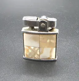 Vintage AUER Chrome Lighter with Mother-of-Pearl Inlay – Made in Germany