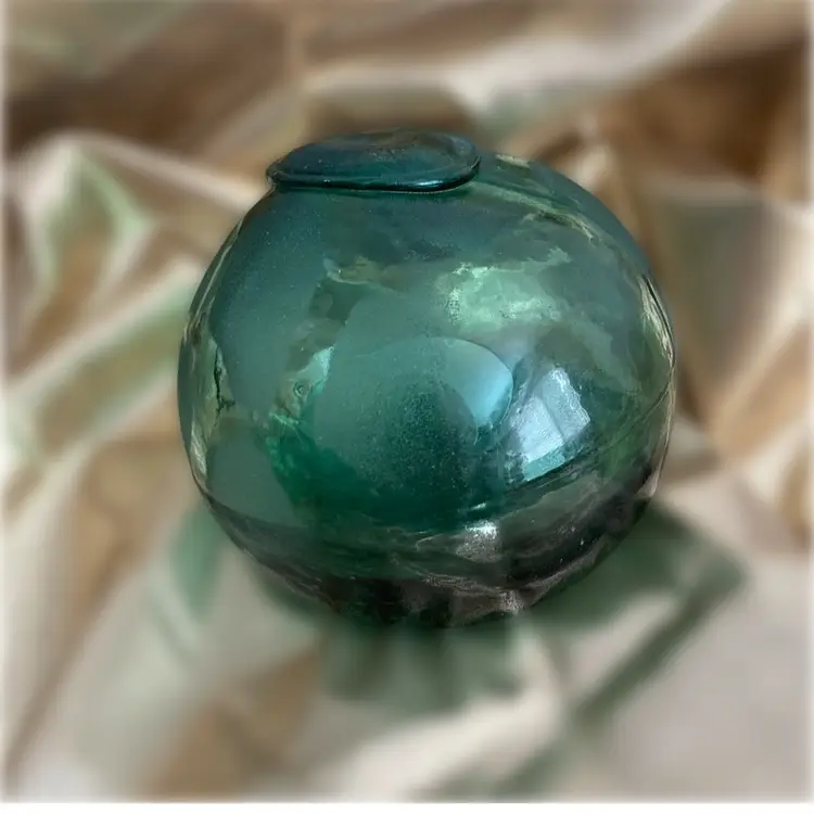Japanese Green Handblown Glass Fishing Net Float - Found On WA Beach