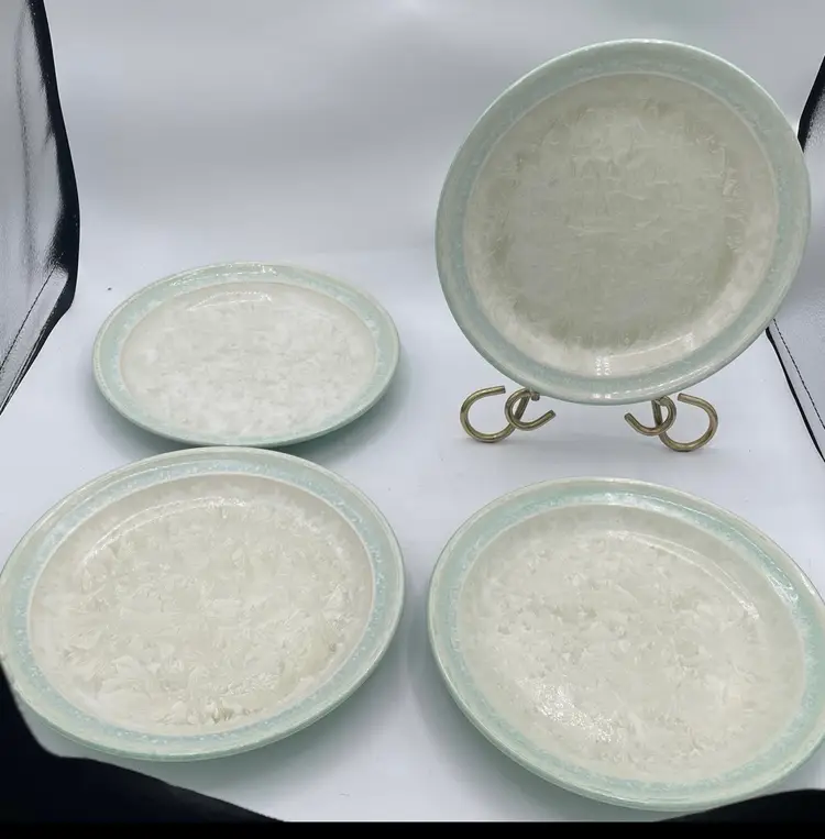 Portmeirion Starfire Collection crystalline Jade salad plates set of 4