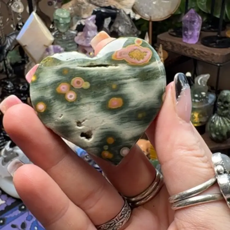 Orbicular Ocean Jasper Heart 18g