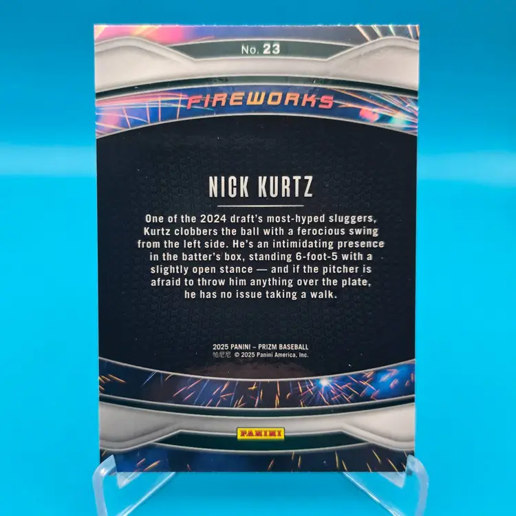 Nick Kurtz 2025 Panini Prizm Fireworks RC Oakland Athletics