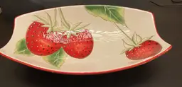 Tii Collections Ceramic Strawberry Oval Serving Bowl Food Safe READ