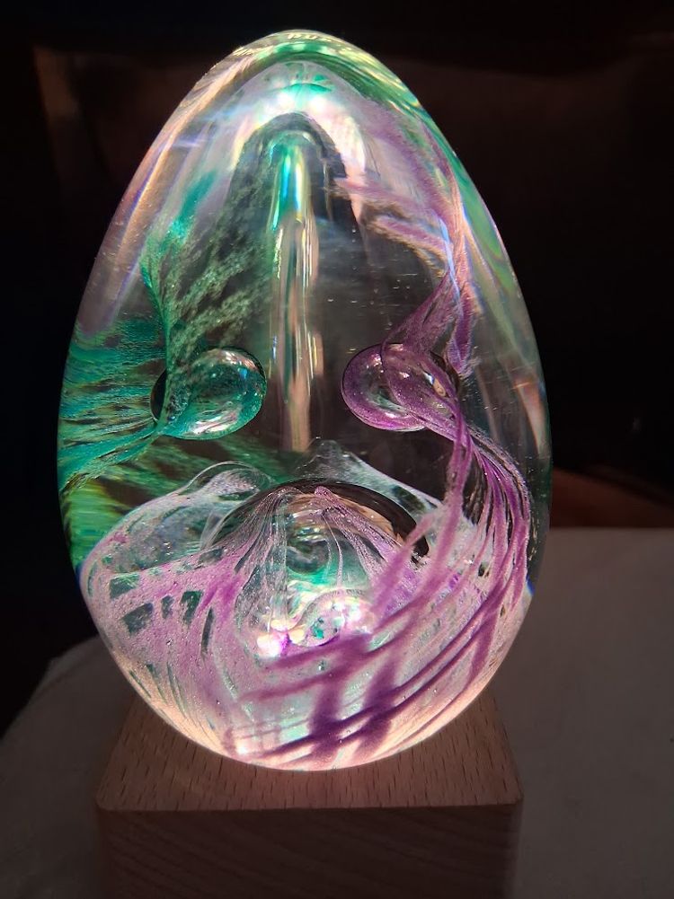 Caithness, Scotland NEW IN BOX, TARTAN WEAVE 'DRESS' Large Egg Paperweight