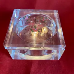 10. VTG Crystal Flamingo Trinket Box Simon Designs