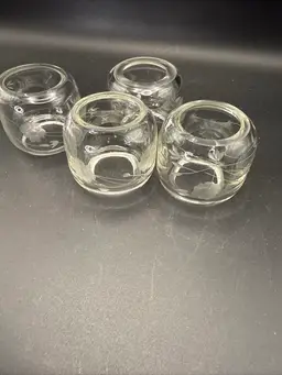 Princess House Clear Glass Crystal Floral Etched Napkin Rings Set Of 4