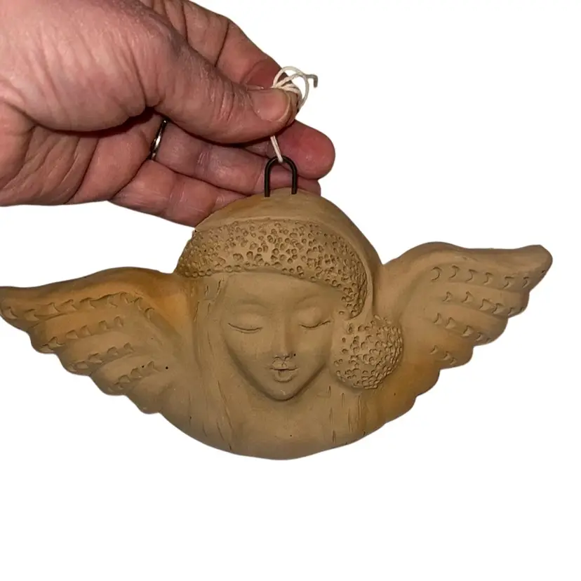 Oaxaca Mexico Handmade Sculpted Cherub Lady Wings Angel Wall Art Folk Art