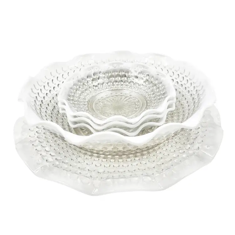 Vintage 5pc Dessert Set Moonstone By Anchor Hocking 1942-1946 Holiday Hosting Fall Autumn Harvest Thanksgiving Halloween Christmas Party Celebration Gift