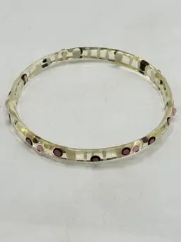 Vintage painted pink rhinestone lucite bangle bracelet