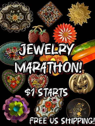 Lots of Micro Mosaics - Enamel Flowers - Bakelite - Damascene - Halloween