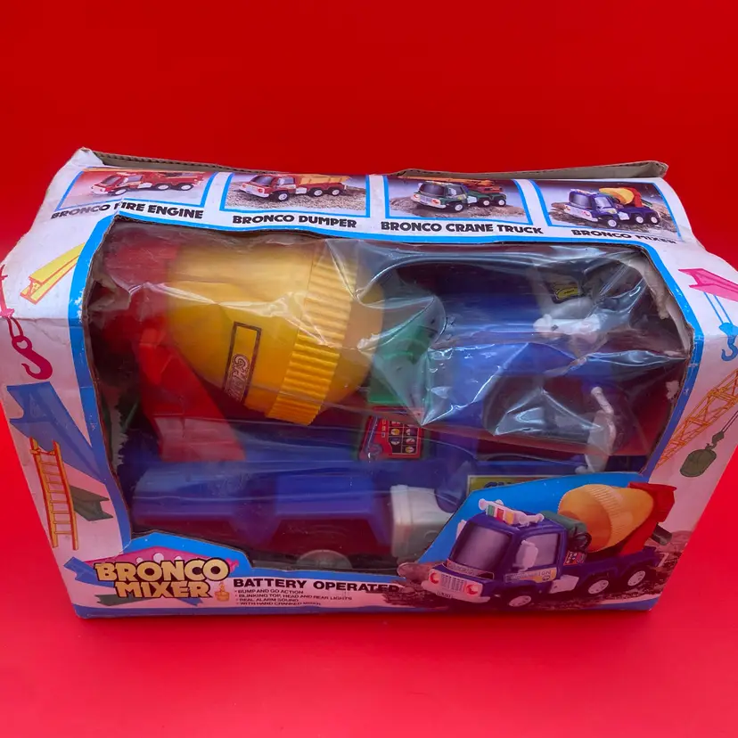 Bronco Mixer Vintage Blue Cement Truck Battery Operated Toy - New 1980's