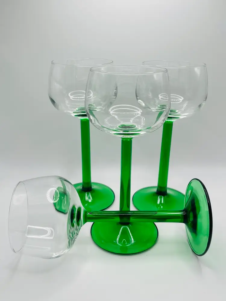 Emerald Green Stem Glasses. France
