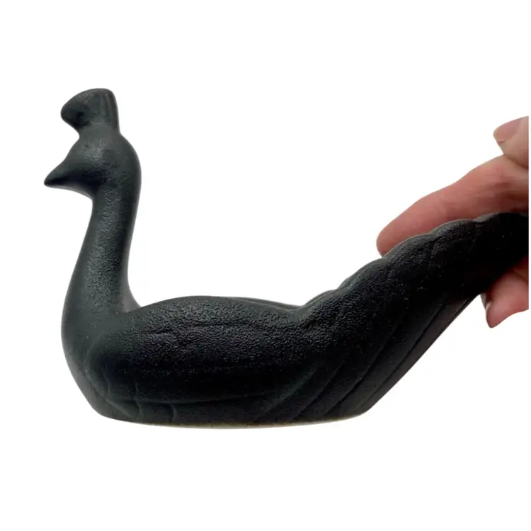 Floor 9 Ceramic Black Matte Peacock Bowl/Trinket Dish, 6 inches x 2.5 inches