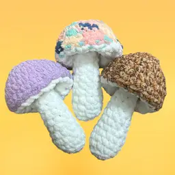 Mushroom Plush Fidget Toys -3 Count !crochet Handmade