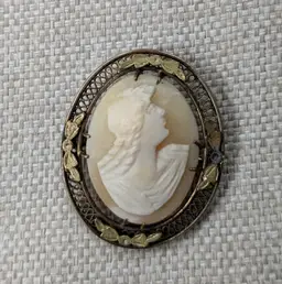 Victorian Carved Cameo, Portrait of a Woman with Curls