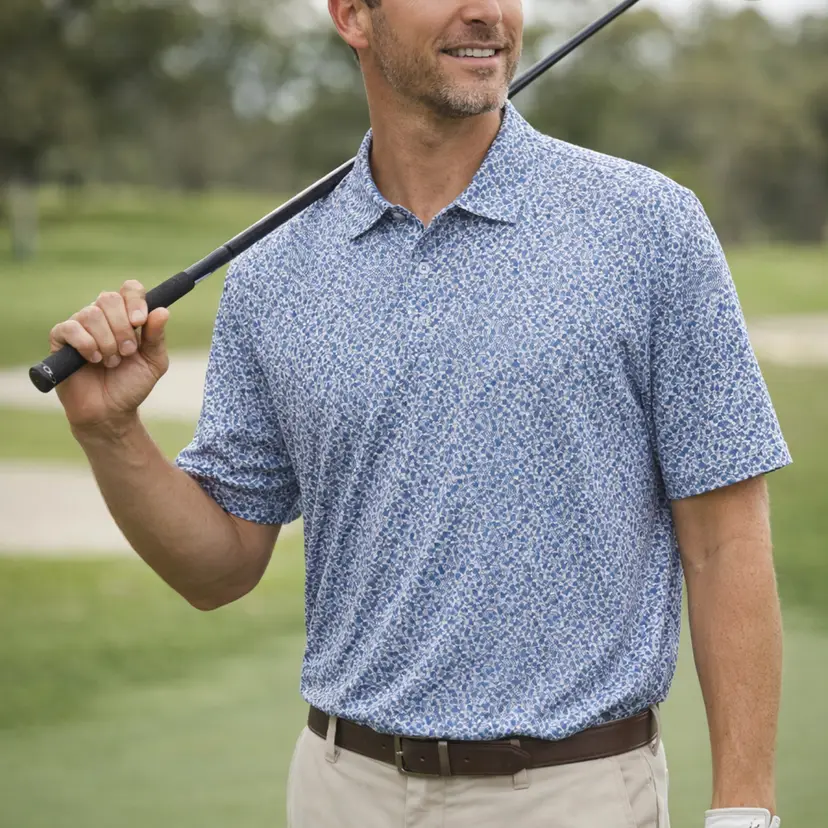 IZOD Men’s Golf Polo Shirt XL Blue Floral Performance Short Sleeve Collared Shirt Lightweight Breathable Casual Golfwear$65