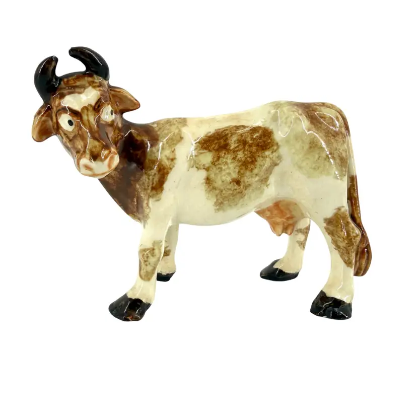 Ceramic Brown Spotted Cow Figurine