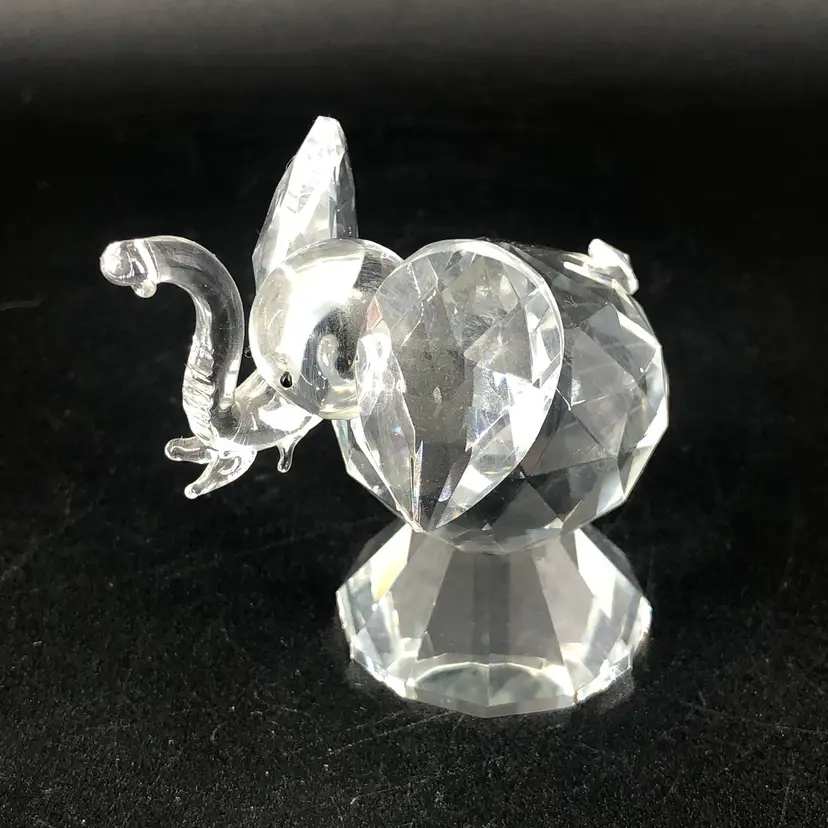 Crystal Elephant with Trunk Up Figurine