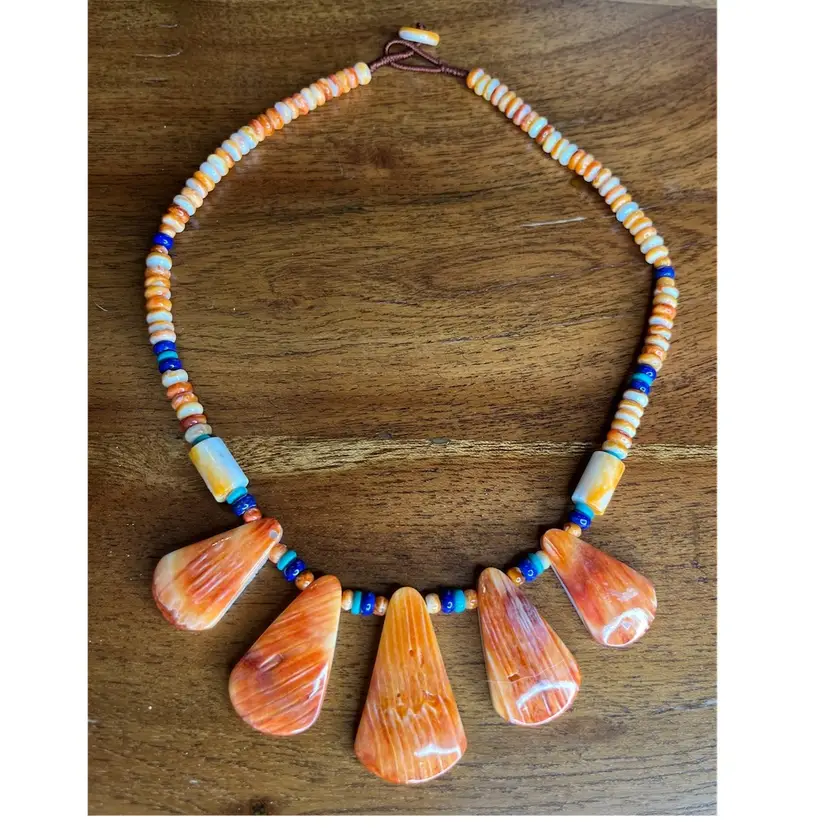 18” Spiny Oyster, Lapis, Turquoise Necklace