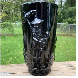 Fenton Mandarin Black Glass Vase. 9.5”h.