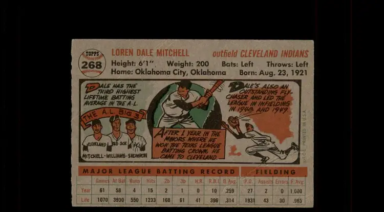 1956 Topps #268 Dale Mitchell - (pk-tl2) - Cleveland Indians