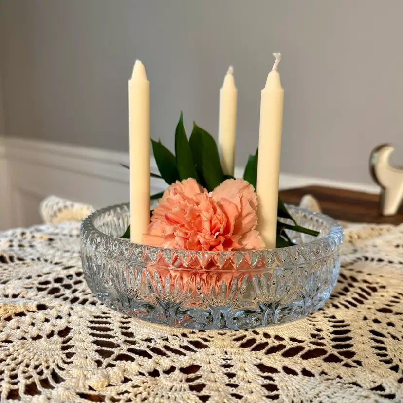 🎀 Vtg Princess House Lead Crystal Tiny Taper Candle Holder