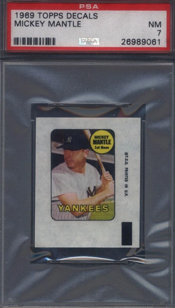 1969 Topps Decals Mickey Mantle - PSA 7
