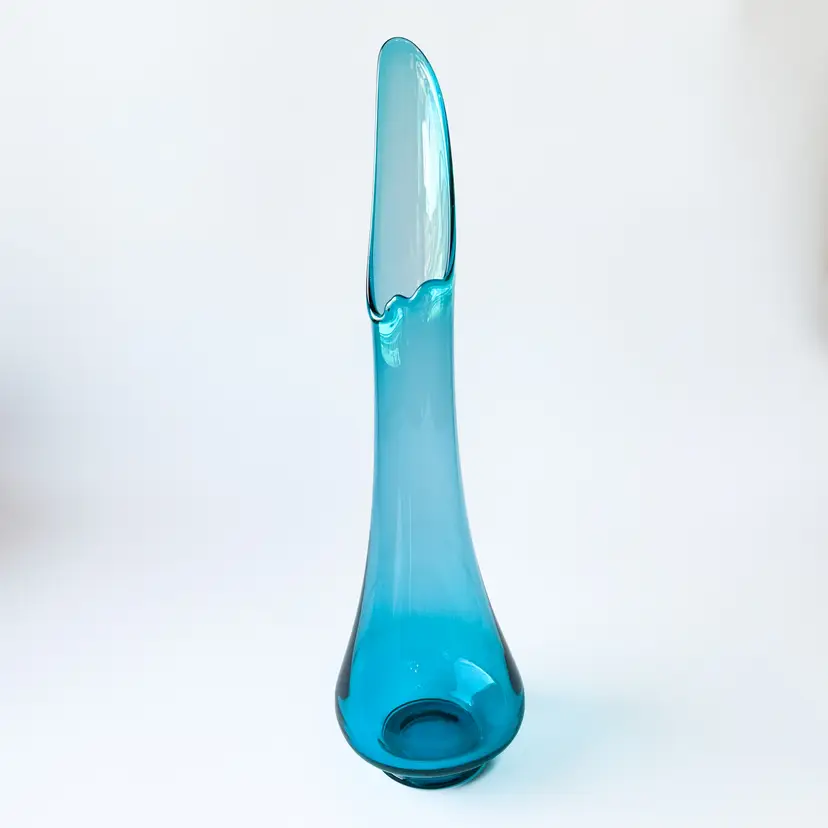 Vintage LE Smith 23.5" Peacock Blue Fat Bottom Swung Vase Smoothie Simplicity MCM