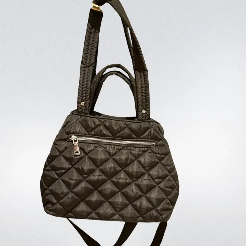 Black Shoulder/Crossbody Quilted Tote Bag Magnetic Snap Closure Macy's INC